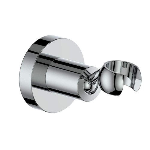 Wall Mounted All Brass Adjustable Handheld Shower Head Bracket Holder, Hand Held Shower Wand Hose Sprayer Holder (Round, Chrome)