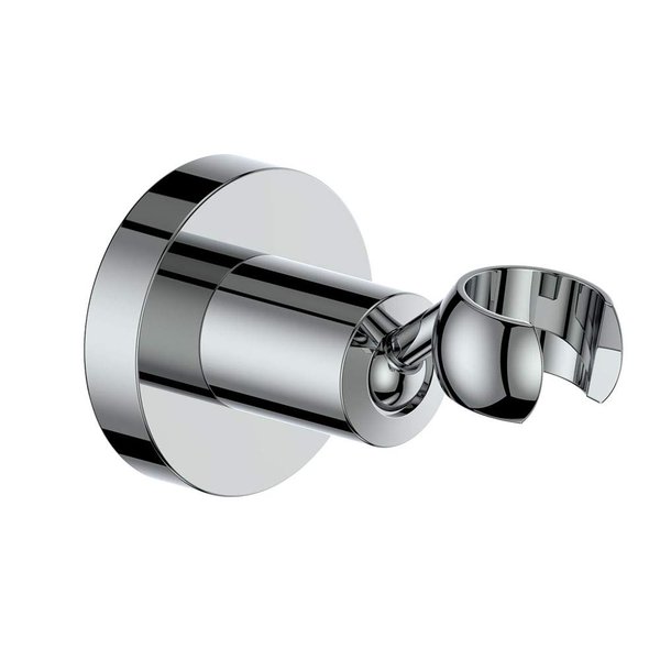 Wall Mounted All Brass Adjustable Handheld Shower Head Bracket Holder, Hand Held Shower Wand Hose Sprayer Holder (Round, Chrome)