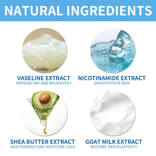 6 Pack Foot Mask Moisturizing Hydrating Foot Spa Socks for Softens Rough Dry Cracked Feet Treatment Care - Nicotinamide + Shea Butter + Goat Milk