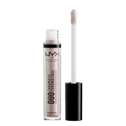 NYX PROFESSIONAL MAKEUP Duo Chromatic Lip Gloss - Crushing It, Sheer White Base With Blue/Pink Duo Chromatic Pearls