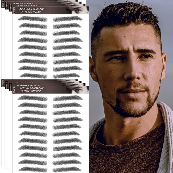 Aresvns Eyebrow Tattoo for Men!Realistic Fake Tattoo Eyebrows 88 Pairs Black,Popular 4D Imitation Eyebrows Transfer Stickers,Suitable Sizes Christmas Gift