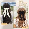 4PCS Hair Bows for Women, Black Hair Bow White Hair Bows with Silky Satin, Bow Hair Clips, Bow Claw Clip for Thick Thin Hair, Hair Accessories for Valentine's Gifts (Rice White+Black)