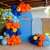 Orange Blue Balloons, 12 Inch Royal Blue and Orange Balloons, Blue Gold Metallic Balloon Orange Latex Balloons with Star Printed Balloon for Kids Dragon Cartoon Theme Anime Birthday Party Decorations
