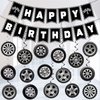 Race Car Birthday Party Decorations, Race Car Party Decorations Includes Happy Birthday Banner and Wheel Hanging Swirls, Race Car Theme Party Birthday Party Supplies
