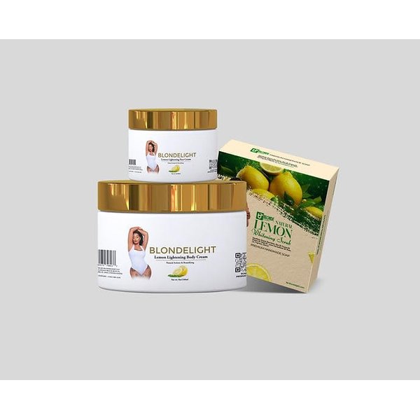 BLONDELIGHT Skincare Set - Face Cream, Body Cream & Lemon Soap | Hydrating & Nourishing for Soft, Smooth Skin | Lightweight & Non-Greasy | Suitable for All Skin Types | Refreshing Citrus Scent
