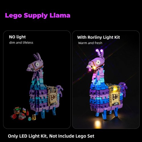 Rorliny LED Lighting Kit Compatible with Lego Fortnite Supply Llama 77071 (No Lego Models), Creative Light Set Compatible with Lego 77071