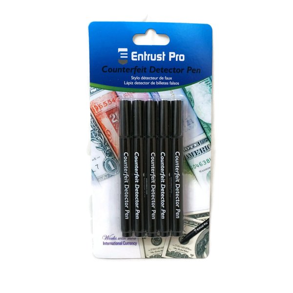 5-Pack Counterfeit Pens - Fake Money Detector Markers from Entrust Pro