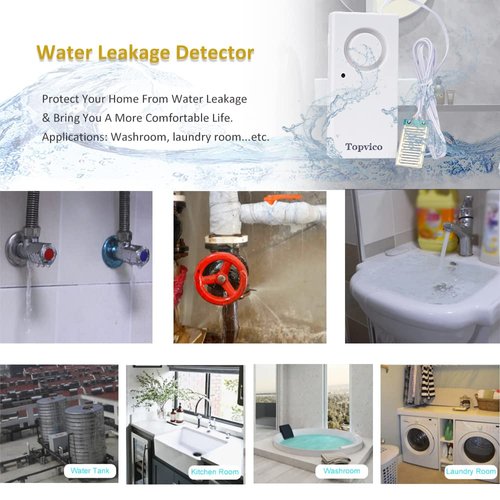 Topvico Water Alarms for Basements, Heater Leak Detector, Sump Pump Overflow Moisture Flood Sensor, 120dB Work Alone Battery Operated 3 Packs