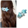 Vacaonio French Flower Hairclip for Women Large Acrylic Flower Alligator Hair Clip Claw Blue Flower Hair Clips Flower Non Slip Hairclips Barrette Flower Long Curly Hair Clip Decorative