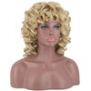 KEAT Curly Wigs for Black Women Short Big Curly Kinky Wigs for Women Afro Wavy Mixed Blonde Wig with Bangs Cute Natural Synthetic Wigs for African American Women K016BD