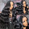26 Inch Body Wave Lace Front Wigs Human Hair 13x6 HD Transparent Lace Frontal Human Hair Wig 220% Density Human Hair Lace Front Wigs Pre Plucked Glueless Wigs Human Hair with Baby Hair for Women