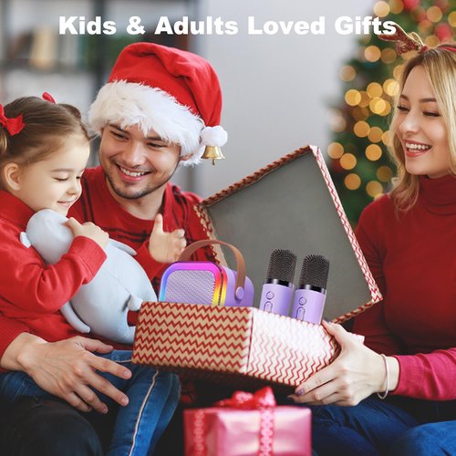 Kinglucky Gift Idea Karaoke Machine for Kids, Portable Mini Karaoke Machine Bluetooth Speaker with 1 Microphone, Colorful Lights & Long Play Time, Birthday Gift for Girl Ages 3-12 Toys Party (Purple)