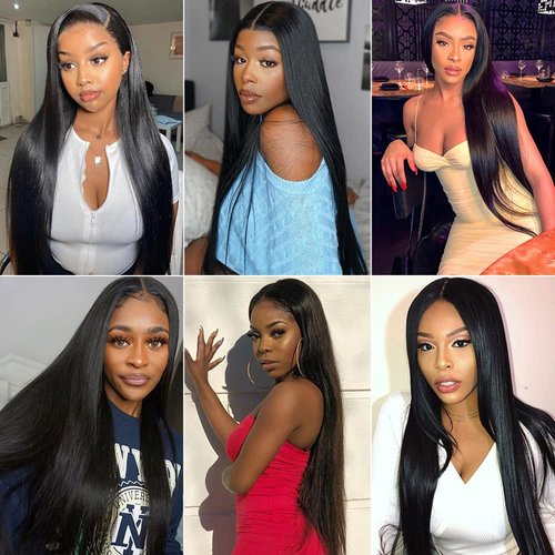 Straight Bundles Human Hair #1B Bundles Natural Black Human Hair Bundles 14 16 18 Inch 3 Bundles Brazilian Virgin Hair Extensions for Black Women