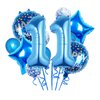 Balloons, 11 pcs Foil Balloons 11 Year Old for 11th Birthday Party Supplies Decoration， Confetti Balloon Kids Party Balloons Birthday Party Supplies 11 Years Old Birthday Balloon for Kids (11th, Blue)