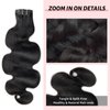 FBLhair 24 inch Seamless Body Wave Clip in Extensions Real Human Hair Extensions Clip Ins 110g 7pcs Seamless Clip in Hair Extensions Real Human Hair Thick Body Wavy Pu Clip Invisible #1B Natural Black