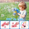 EagleStone 2 Pack Bubble Gun Machine for Kids, Automatic Light Up Bubble Blower with 4 Bottles 10 Bags Refill Solution, Bubble Guns Blaster for Toddlers, Outdoor Toys Gifts, Wedding Easter Party Favor