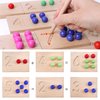 Wooden Number Tracing Board Set, Toddler Montessori Math Beads Counting Toy, Preschool Learning and Educational Math Game for Kids