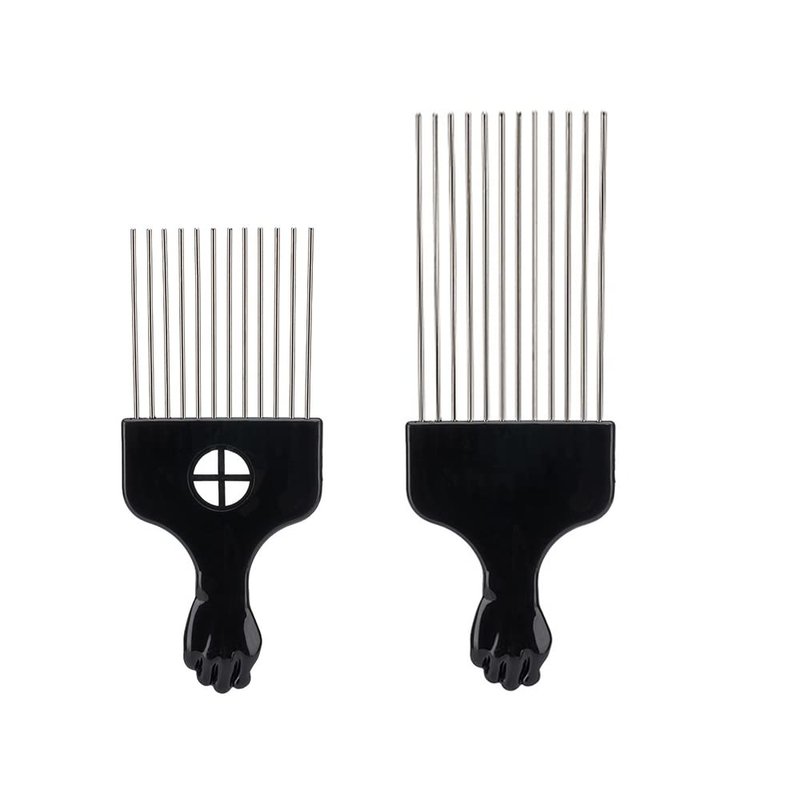 2 Pcs Afro Comb Black Metal Pick Comb Hair Styling Tools Hairdressing ...