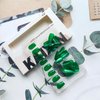 30Pcs Cat Eye Press on Nails Short Square False Nails Velvet Stick on Nails Emerald Green Nails Press on Acrylic Nails Glossy Glitter Fake Nails with Solid Color Design Squoval Glue on Nails for Women