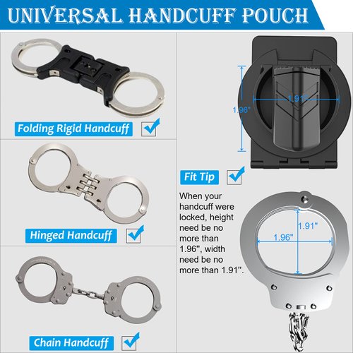Handcuff Holster, Open Top Handcuff Pouch Fits Hinged Handcuffs Chain Handcuffs, Law Enforcement Handcuff Holder for Duty Belt, Polymer Handcuff Belt Clip Case with Quick Release, Black (Not Fit ASP)