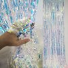 CHRORINE 2pcs 1m x 2.5m Rainbow Curtains Tinsel Foil Fringe Curtain Streamers Backdrop for Princess Unicorn Mermaid Pastel Rainbow Birthday Party Decorations Christmas Door Curtains Decorations