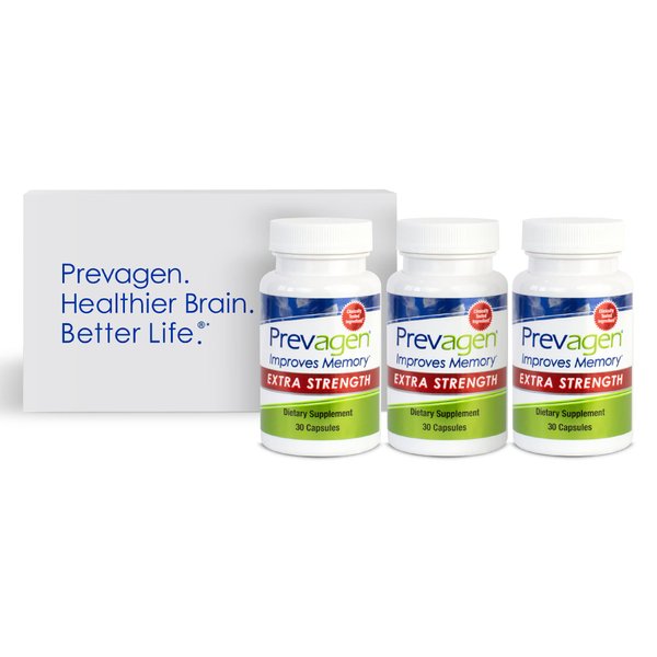Prevagen Improves Memory - Extra Strength 20mg, 30 Capsules |3 Pack| with Apoaequorin & Vitamin D with Attractive and Stackable Prevagen Storage Box | Brain Supplement for Better Brain Health