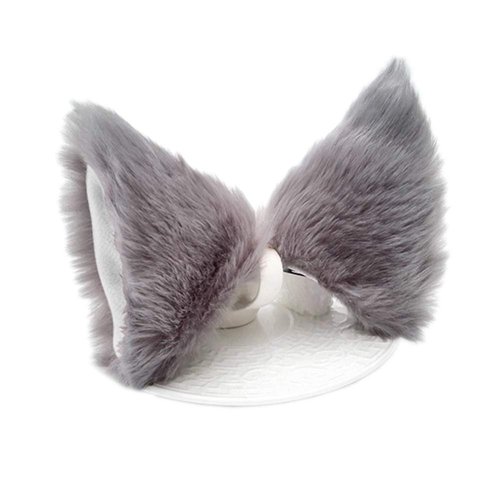 Sheicon Cat Ears Furry Neko Ears Headband Hair Clip Hairband Headwear Anime Cosplay For Halloween Cosplay Party Color Grey white