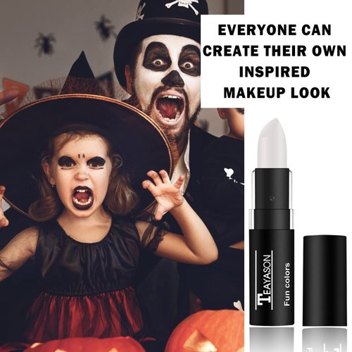 White Lipstick Lip Gloss,Professional Vampire Clown SFX Cosplay Goth Halloween Makeup,White Face Body Paint - White
