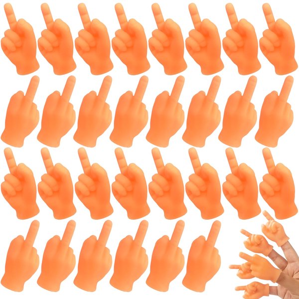30 Pcs Middle Finger Puppet,Miniature Small Funny Hand puppets,Rubber Little Tiny Finger Hands for Halloween,Christmas,games,parties