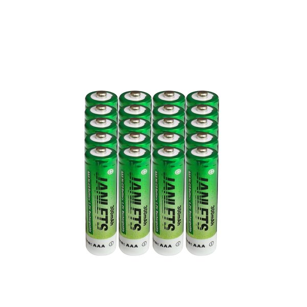 JANLETS Solla NiCD AAA Rechargeable Battery, 300mAh Solar Batteries(20pack) for Solar Garden Lights, Anti-Leak, Outdoor Durability, Toys