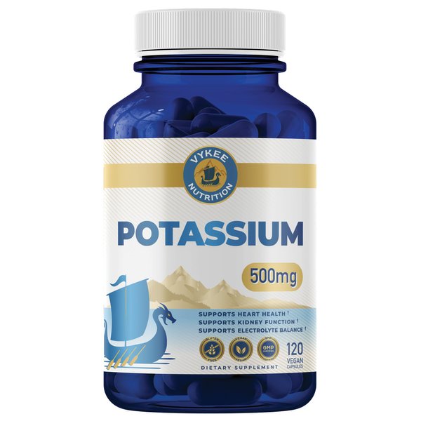 Vykee Nutrition Potassium Citrate Capsules – High-Potency 500mg Potassium Per Serving | Supports Muscle Function, Electrolyte Balance & Heart Health | Vegan, Non-GMO, 120 Capsules