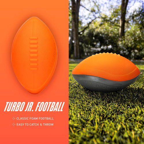 NERF Turbo Jr. Kids Foam Football - Classic Foam Football for Kids - Indoor + Outdoor Soft Foam Ball - Kids Mini Soft Foam Ball - NERF Toy Football for Kids - Easy Throw + Catch Youth Football