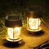 Solar Lanterns Outdoor Hanging-2 Pack Waterproof Landscape Lights Solar Table Lamps with Retro Design, Warm Fairy Lights
