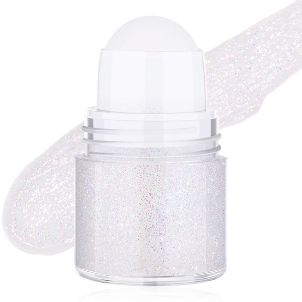 White Body Glitter, Rave Accessories Glitter for Body Face Hair Eyes Lip, Face Glitter Stick for Singer Concerts Music Festival, Chunky Glitter Makeup Sparkling Mermaid Sequins for Women