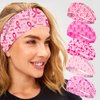 HIFANMM 5pcs Breast Cancer Awareness Headbands Pink Ribbon Elastic Wide Head Band Women Headwraps Non Slip Hair Accessories Sports Running Stretchy Twisted Hair Band