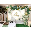 Sage Green Baby Shower Decoration Gender Neutral Baby Shower Decoration with Oh Baby Backdrop Banner,Sage Green Gold Balloon Garland Kit for Eucalyptus Leaf Woodland Baby Boy Girl Party Supplies