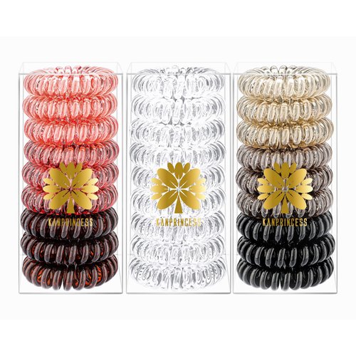 KANPRINCESS 27 PCS Spiral Hair Ties,No Crease Coil Hair Elastic Hair Bands Multi Color Waterproof Phone Cord Hair Accessories For Women Girls Ponytail Holders