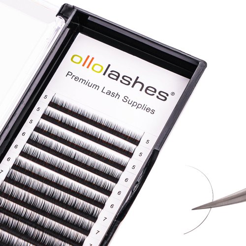 OLLOLASHES Lash Trays for Lash Extensions B/C/CC/D/J Curl Mix4-20mm 0.03-0.15 thickness Super Matte Eyelash Extensions, Professional Supplies for Lash Techs (C-0.07, 5-8mm)