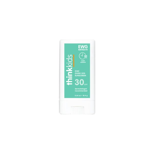 Thinksport Kids SPF 30 Mineral Sunscreen Stick – Safe, Natural, Water Resistant Sun Cream for Children – Vegan Broad Spectrum Sun Protection – Reef Friendly Travel Stick, 0.64oz