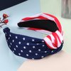 Lonext Independence Day Knotted Headband for Women Red White Blue USA Flag Twist Turban Headband Elastic Wide Hair Hoop for Girls (American Flag Colors)