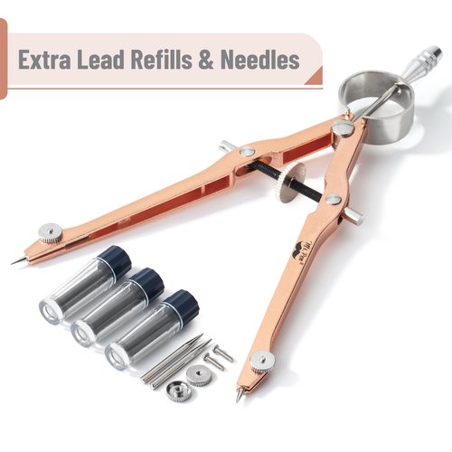 Mr. Pen- Professional Compass for Geometry, Rose Gold with Extra Leads, Metal Compass with Lock, Drawing Compass, Geometry Compass, Math Compass, Compass Drawing, Drafting Compass, Drafting Tools
