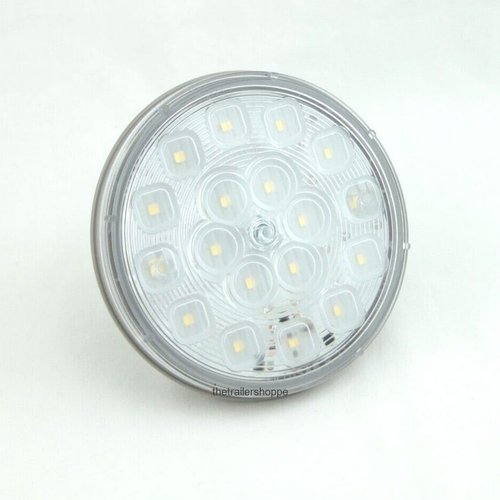 M42324DV 18 4" Round White Back Up Light Reverse Trailer 12/24 Dual Voltage M42324-DV