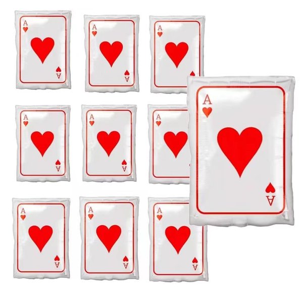 10 PCS Poker Party Aluminum Film Balloon，Poker Casino Night ，Las Vegas Casino Birthday Balloons Casino Poker Party Supplies ，Casino Birthday Casino Poker Party，Halloween Christmas Decorations