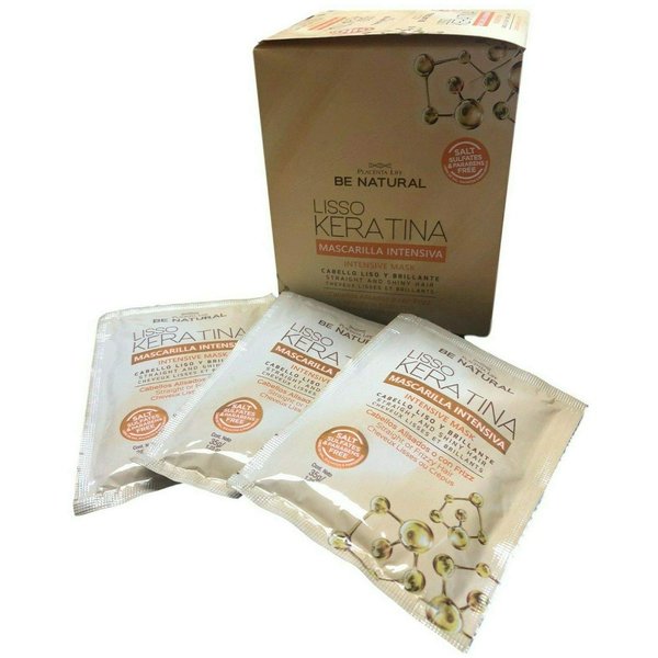 Be natural Intensive Hair Mask Treatment x 12 sachets 35g/1.23oz each. For a Straight and Shiny Hair. No more FRIZZ Salt,Sulfates and Parabens Free.