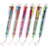IHPUKIDI 24 Pack 0.5mm 6-in-1 Multicolor Ballpoint Pen, 6 Color Transparent Barrel Retractable Ballpoint Pens for Office School Supplies Students Gift