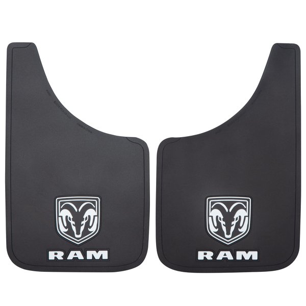 Plasticolor 000490R01 RAM White Logo Easy Fit 9"x15" Mud Guard - Left and Right Set