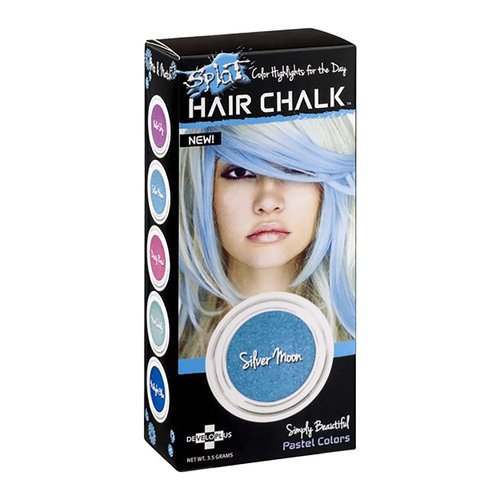 Splat Silver Moon Hair Chalk, 1 Compact, Temporary Hair Color Glides on Easily for Fun Pops of Color, Washable Hair Color Chalk Shampoos Out, Cruelty Free & Vegan
