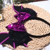 CIVFCRT Halloween Mouse Ears Headbands Purple Bat Purple Shiny Bows Mouse Ears Headbands Halloween Hair Decoration and Mouse Themed Party Supplies Costume Cosplay Decoration for Women(Bat)