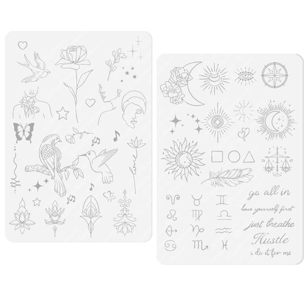 1PC White Tiny Tattoo Practice Skin Double Sided Silicone Tattoo Training Pads Feature over 50 Different Stencil Designs for Tattoo Practice