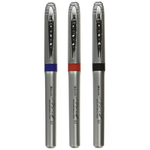 BAZIC York Asst. Color Jumbo Rollerball Pen w/ Grip (3/Pack)